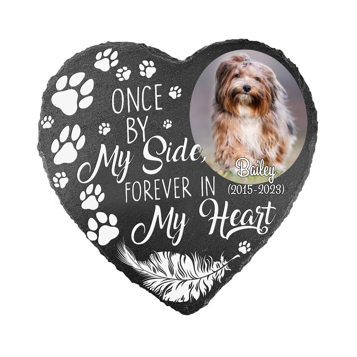 Einst an meiner Seite, für immer in meinem Herzen – personalisierter herzförmiger Stein mit Hund