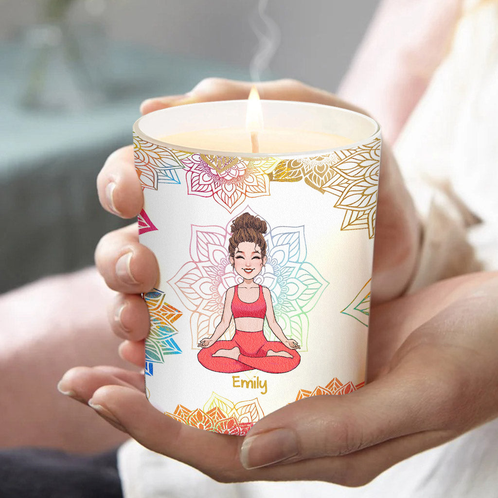 En étant vous-même - Bougie de yoga personnalisée avec couvercle en bois