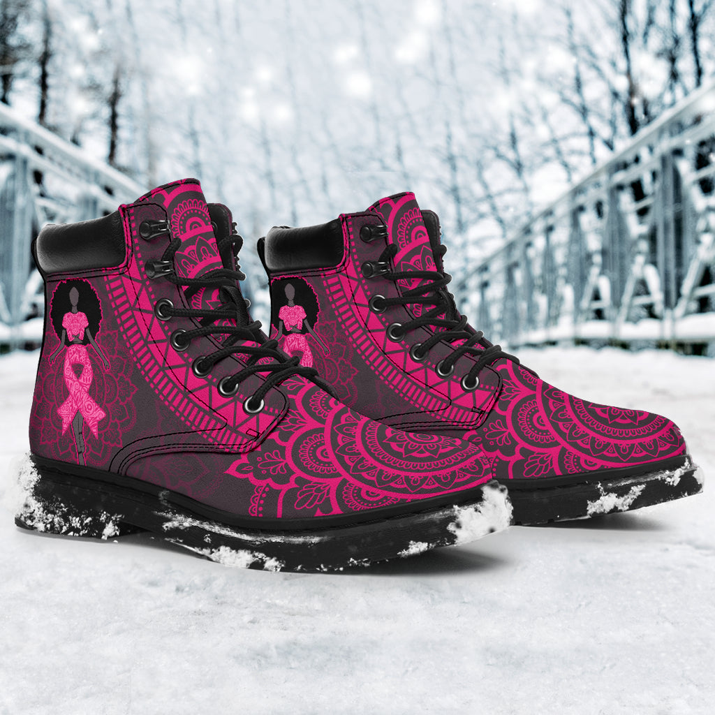 Mandala-Stiefel zur Sensibilisierung für Brustkrebs – Ganzjahresstiefel 0622