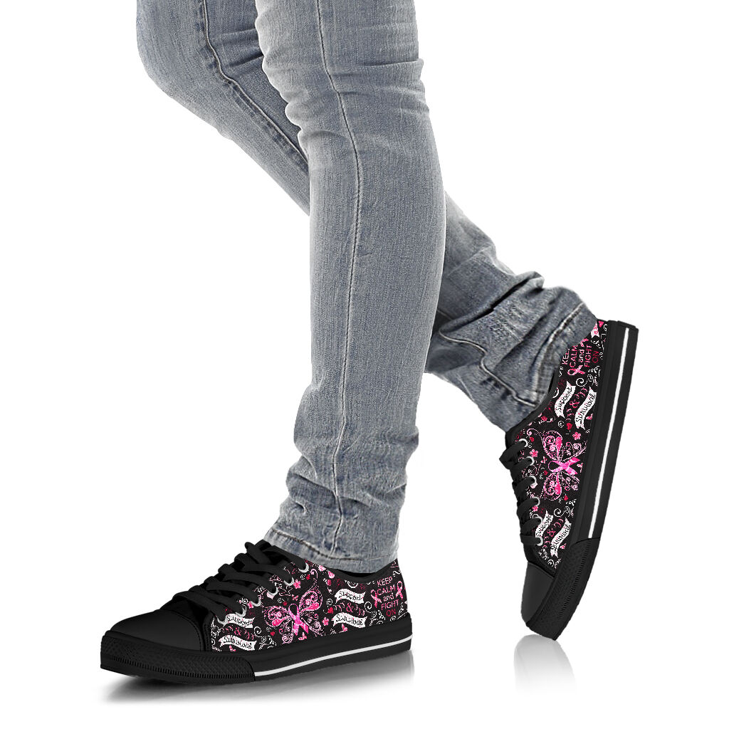 Restez calme et luttez ! Survivante du cancer du sein. Chaussures basses de sensibilisation au cancer du sein 0622