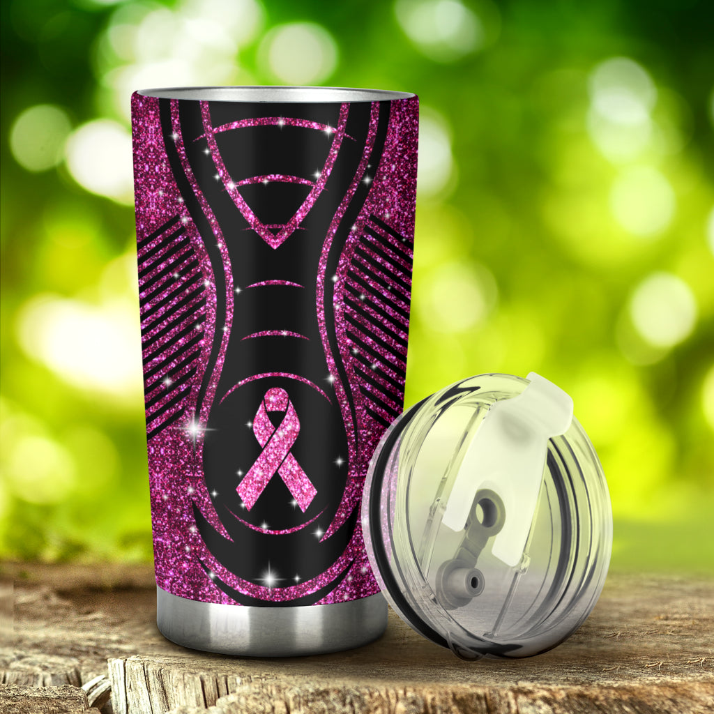 Im November tragen wir rosa Glitzer-Kunstdruck-Brustkrebs-Becher 0622