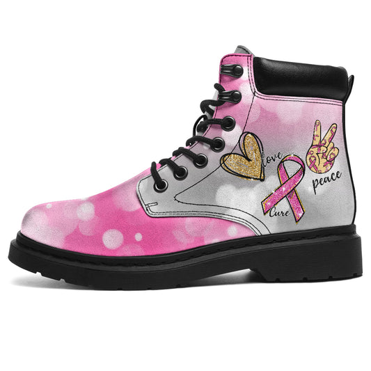 Bottes toutes saisons Peace Love Cure Sensibilisation au cancer du sein 0622