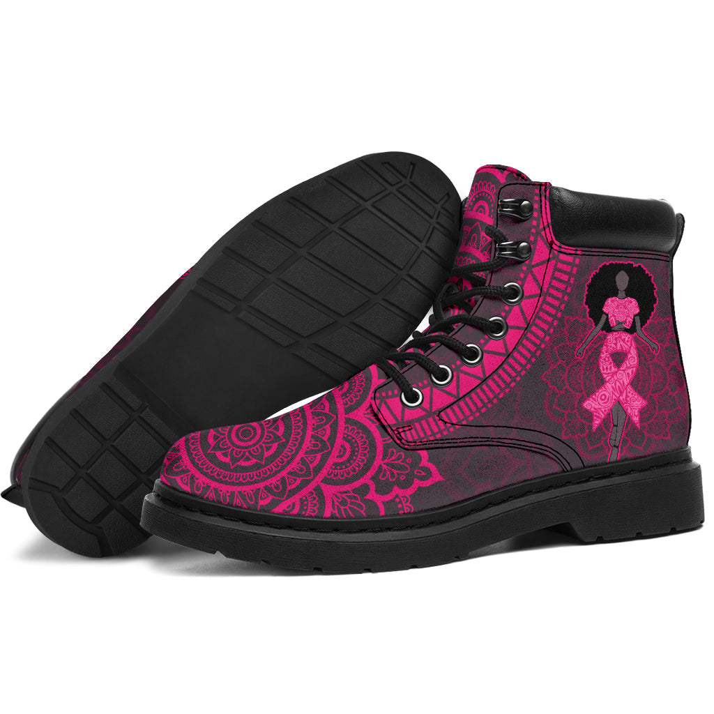 Mandala-Stiefel zur Sensibilisierung für Brustkrebs – Ganzjahresstiefel 0622