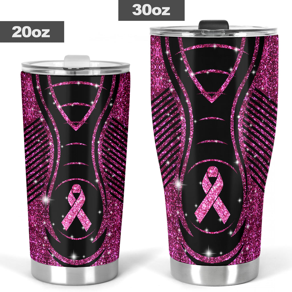 Im November tragen wir rosa Glitzer-Kunstdruck-Brustkrebs-Becher 0622