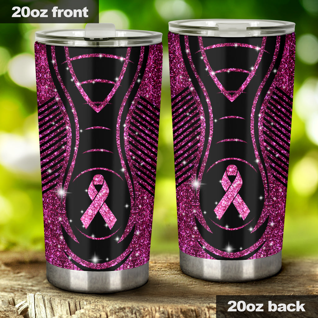 Im November tragen wir rosa Glitzer-Kunstdruck-Brustkrebs-Becher 0622