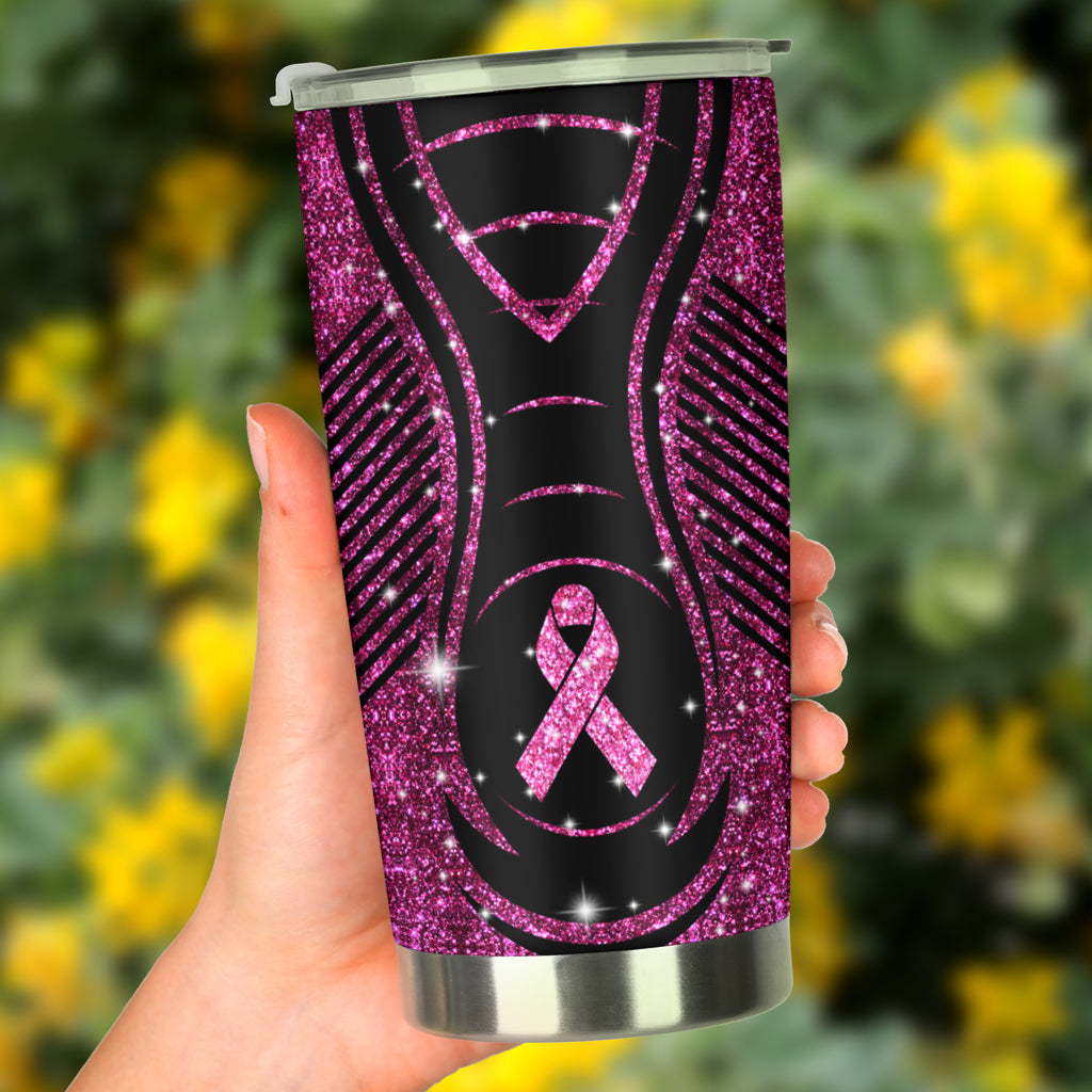 Im November tragen wir rosa Glitzer-Kunstdruck-Brustkrebs-Becher 0622