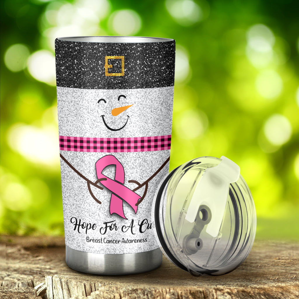 Gobelet anti-cancer du sein « Hope For A Cure » ​​à imprimé pailleté (réf. 0622)