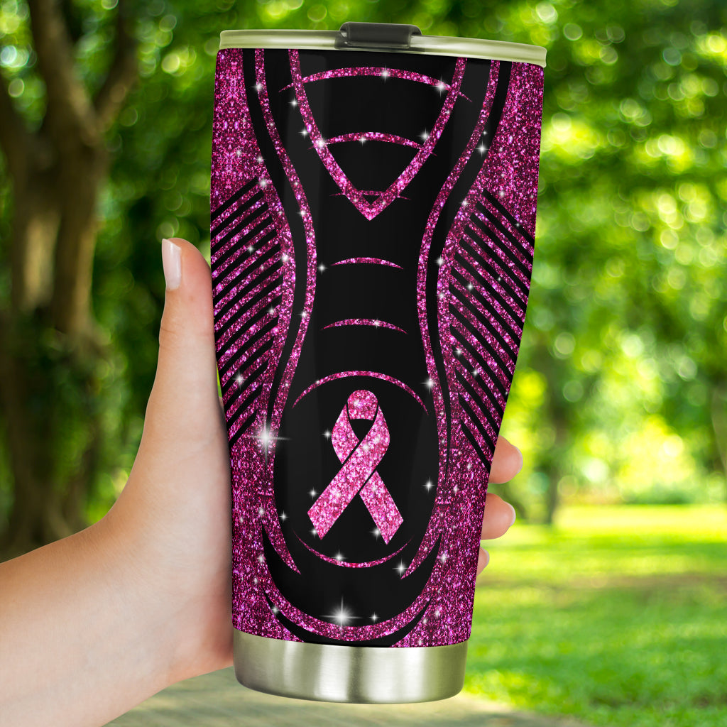 Im November tragen wir rosa Glitzer-Kunstdruck-Brustkrebs-Becher 0622