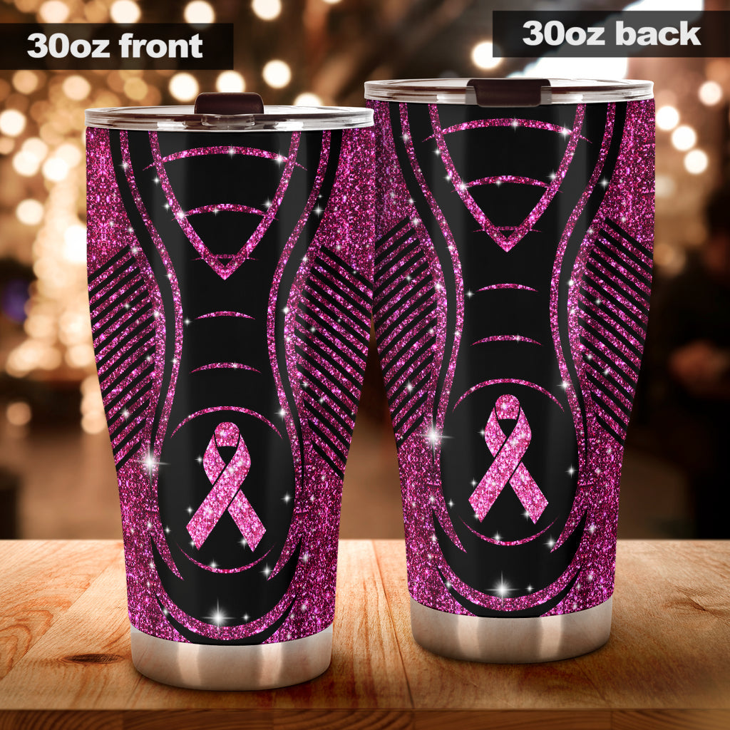 Im November tragen wir rosa Glitzer-Kunstdruck-Brustkrebs-Becher 0622