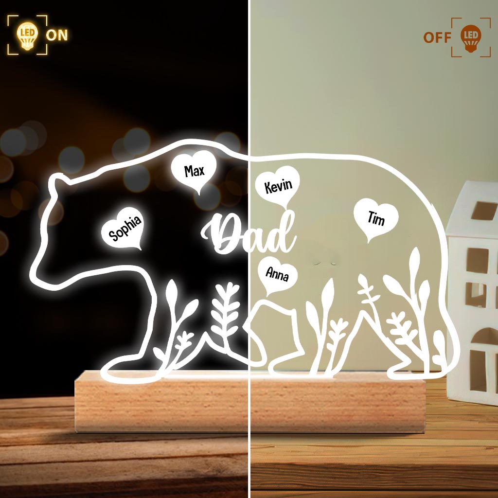 Mama Bear - Gift for mom, dad, grandma, grandpa - Personalized Shaped Plaque Light Base