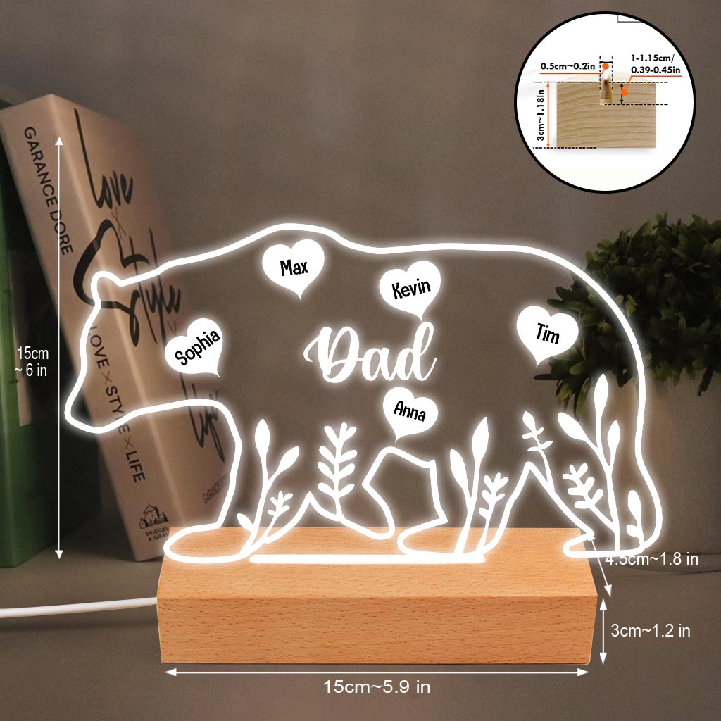 Mama Bear - Gift for mom, dad, grandma, grandpa - Personalized Shaped Plaque Light Base