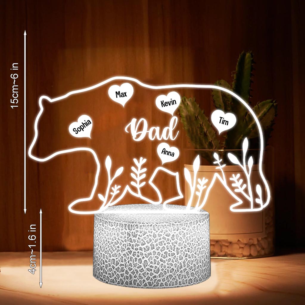 Mama Bear - Gift for mom, dad, grandma, grandpa - Personalized Shaped Plaque Light Base