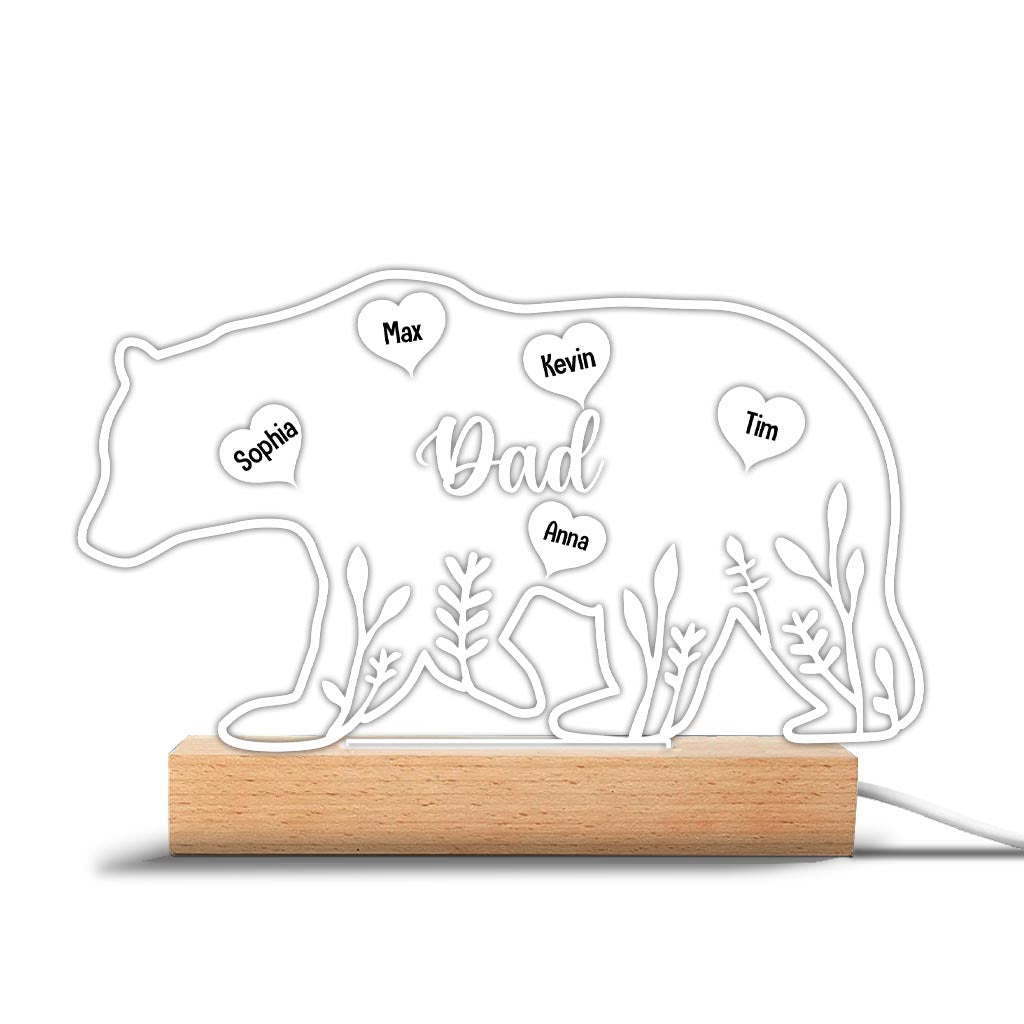 Mama Bear - Gift for mom, dad, grandma, grandpa - Personalized Shaped Plaque Light Base
