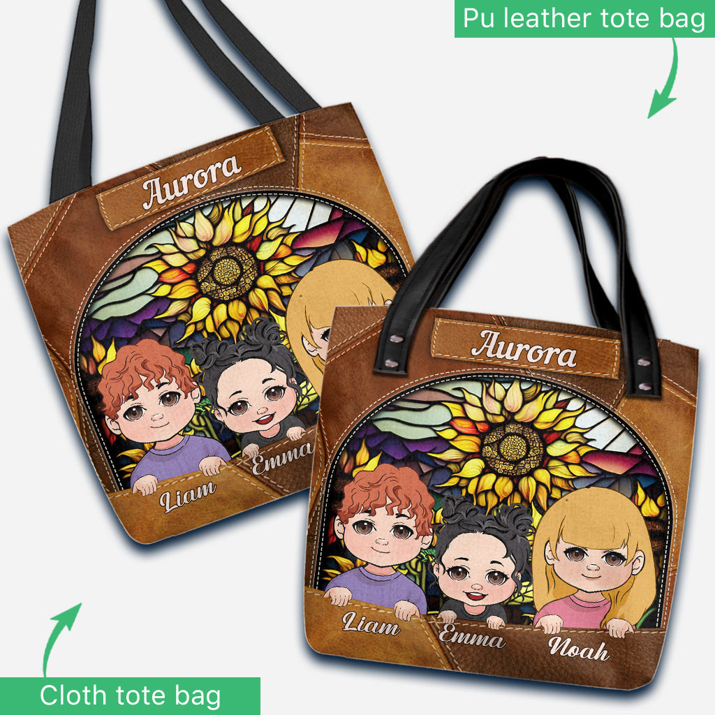 You Are My Sunshine Sunflower Stained Glass - Personalized Mother Tote Bag