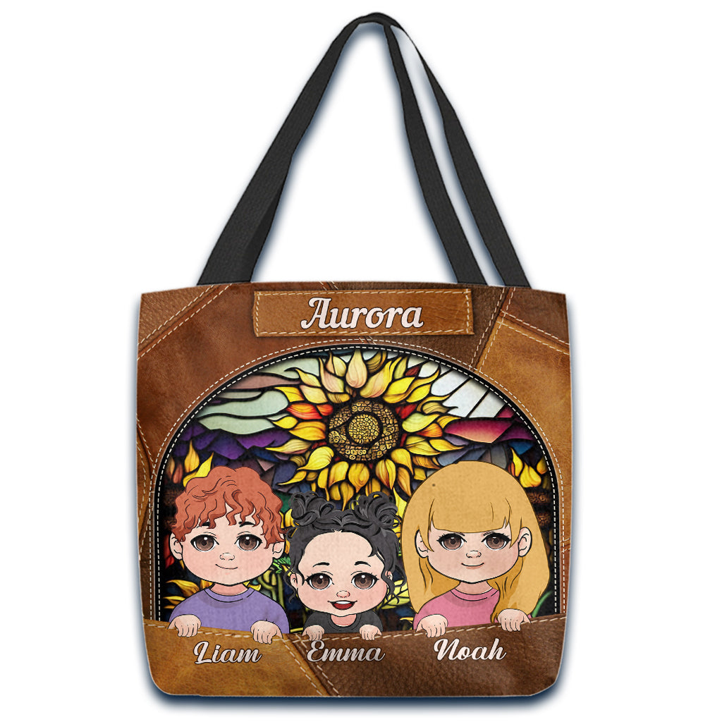 You Are My Sunshine Sunflower Stained Glass - Personalized Mother Tote Bag