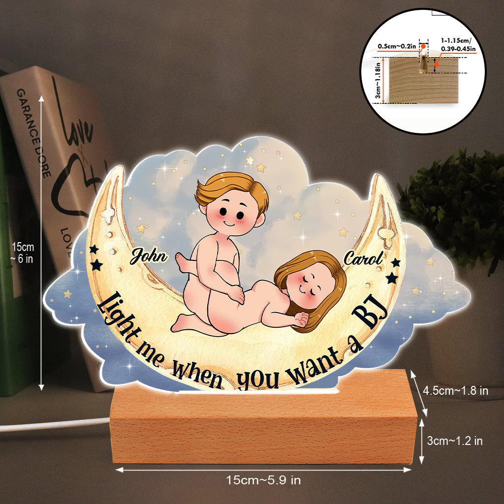 Light Me When You Want A BJ - Personalized Couple Shaped Plaque Light Base