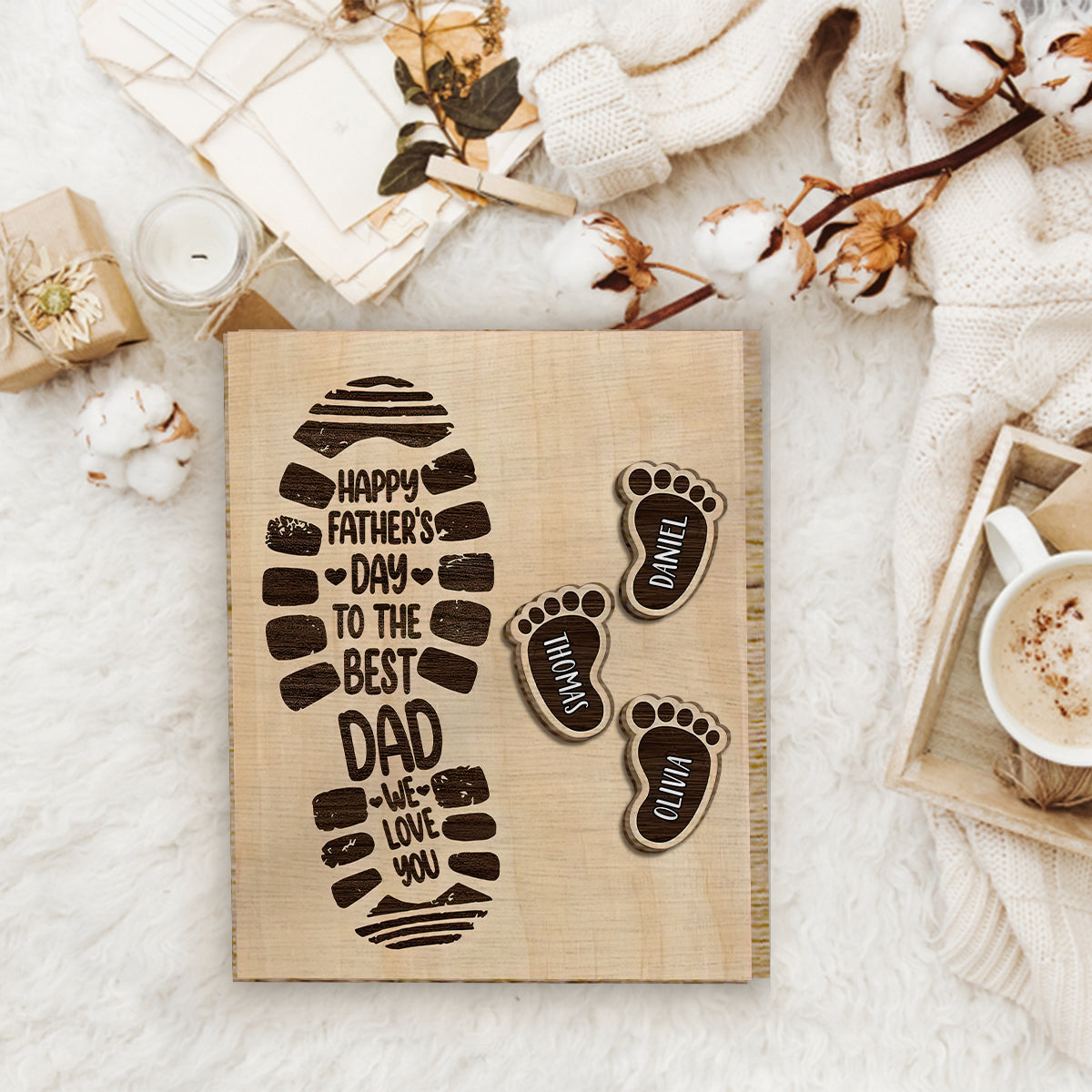 We Love You Dad - Personalized Father 2 Layered Wood Sign / Wood Plaque