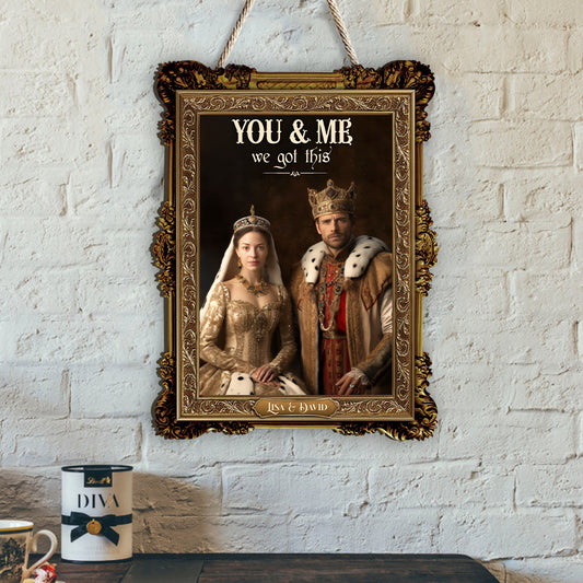 Her King His Queen - Personalized Couple Wood Sign