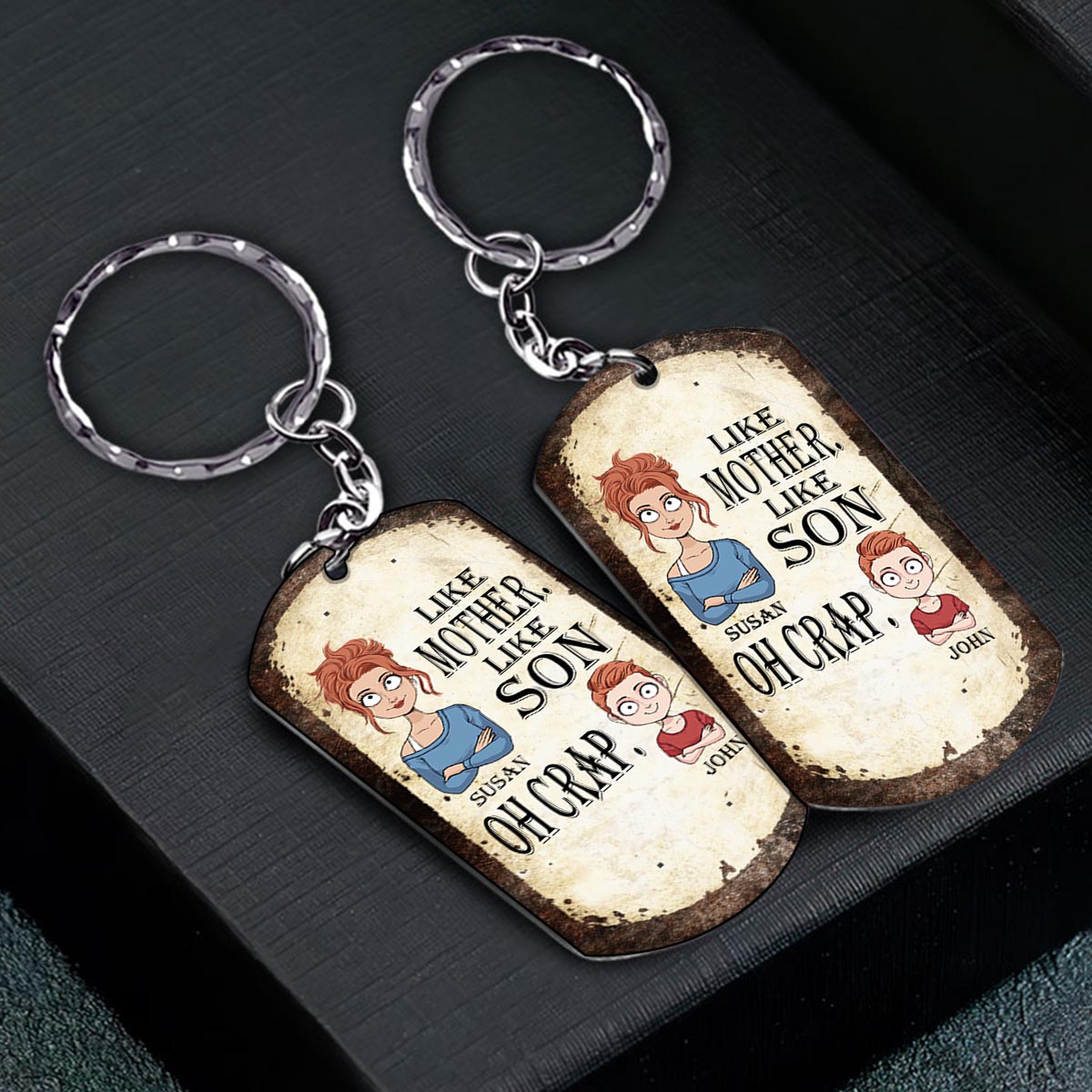 Like Father Like Daughter Like Son - Gift for dad, mom, son, daughter - Personalized Stainless Steel Keychain