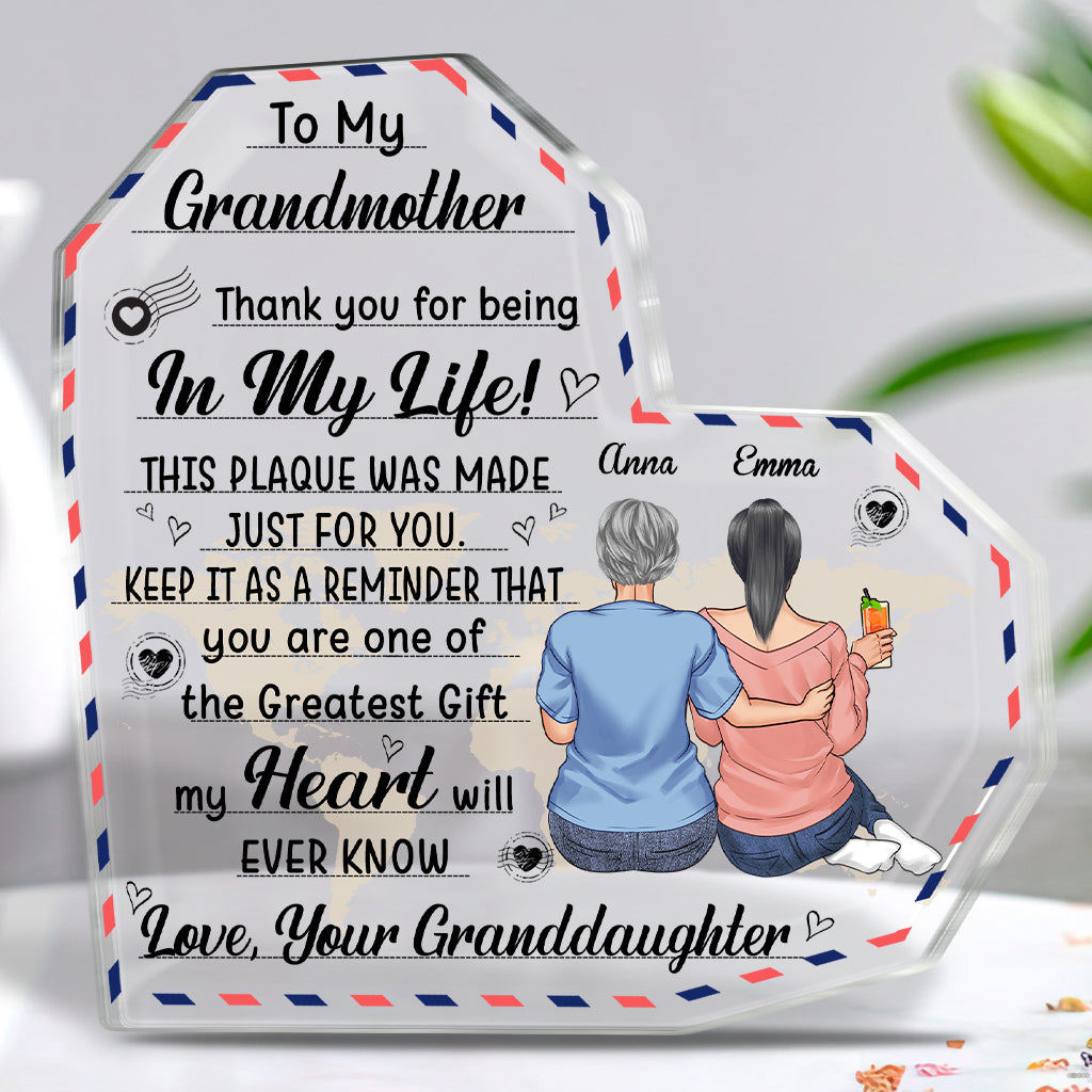 To My Grandmother - Gift for mom, grandma, aunt - Personalized Custom Shaped Acrylic Plaque
