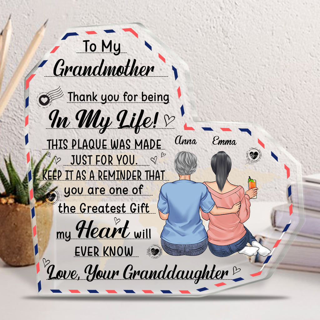 To My Grandmother - Gift for mom, grandma, aunt - Personalized Custom Shaped Acrylic Plaque