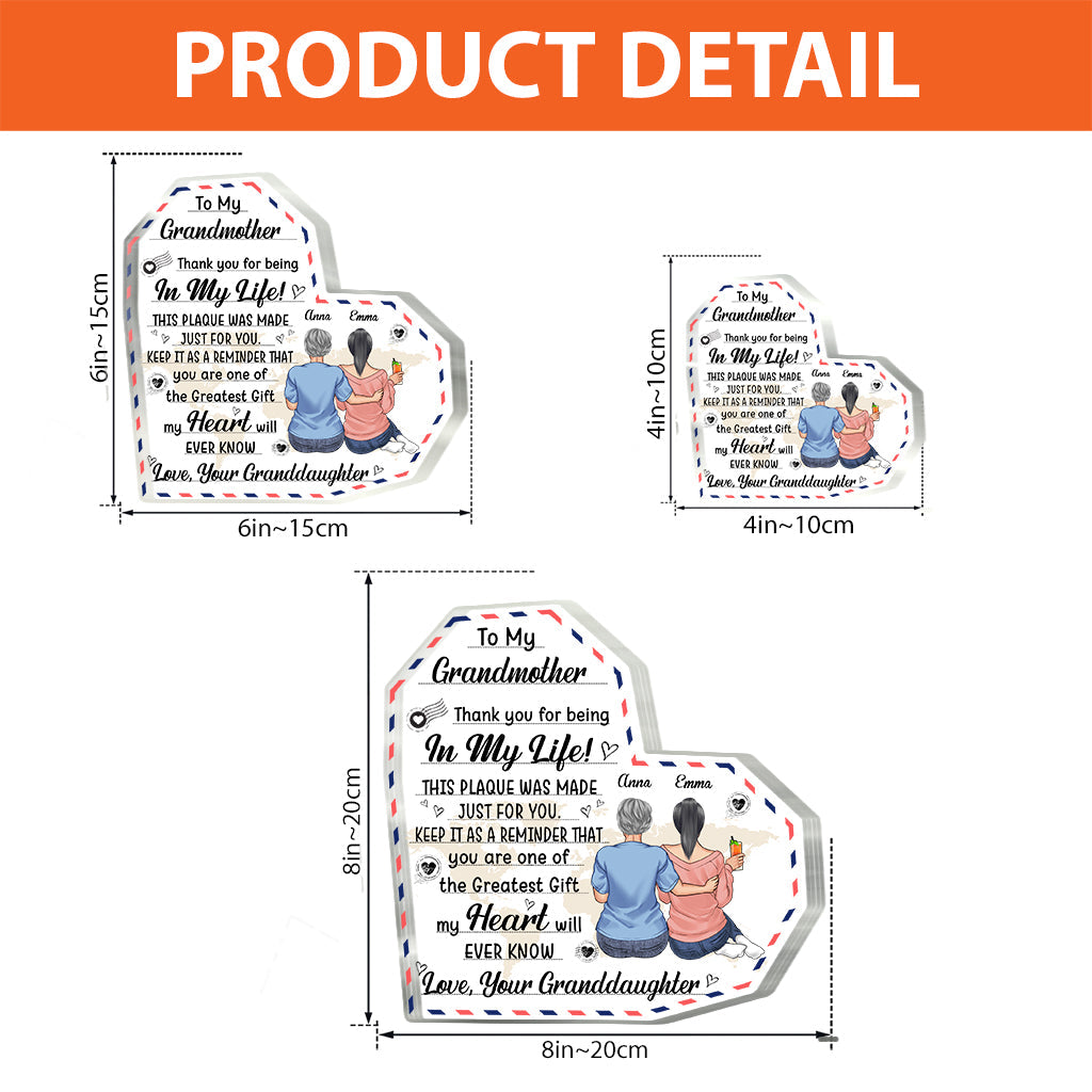 To My Grandmother - Gift for mom, grandma, aunt - Personalized Custom Shaped Acrylic Plaque