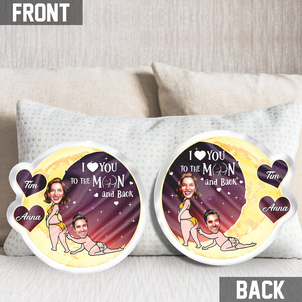 I Love You To The Moon - Personalized Couple Shaped Pillow