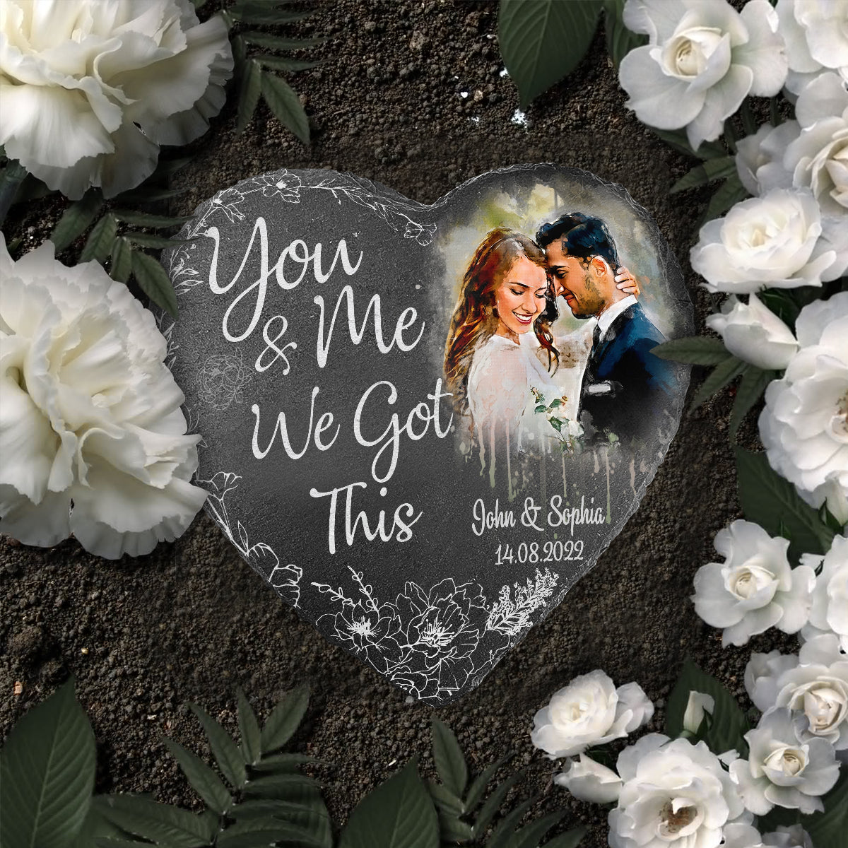 You And Me We Got This - Personalized Couple Heart Shaped Stone