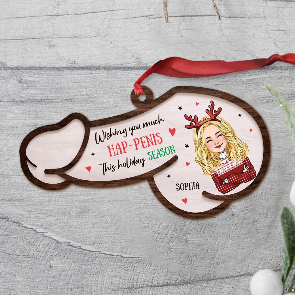Wishing You Much Hap-penis - Personalized Couple Ornament