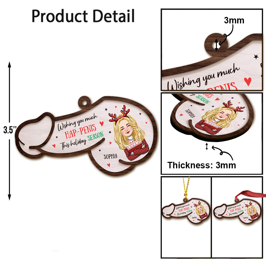 Wishing You Much Hap-penis - Personalized Couple Ornament