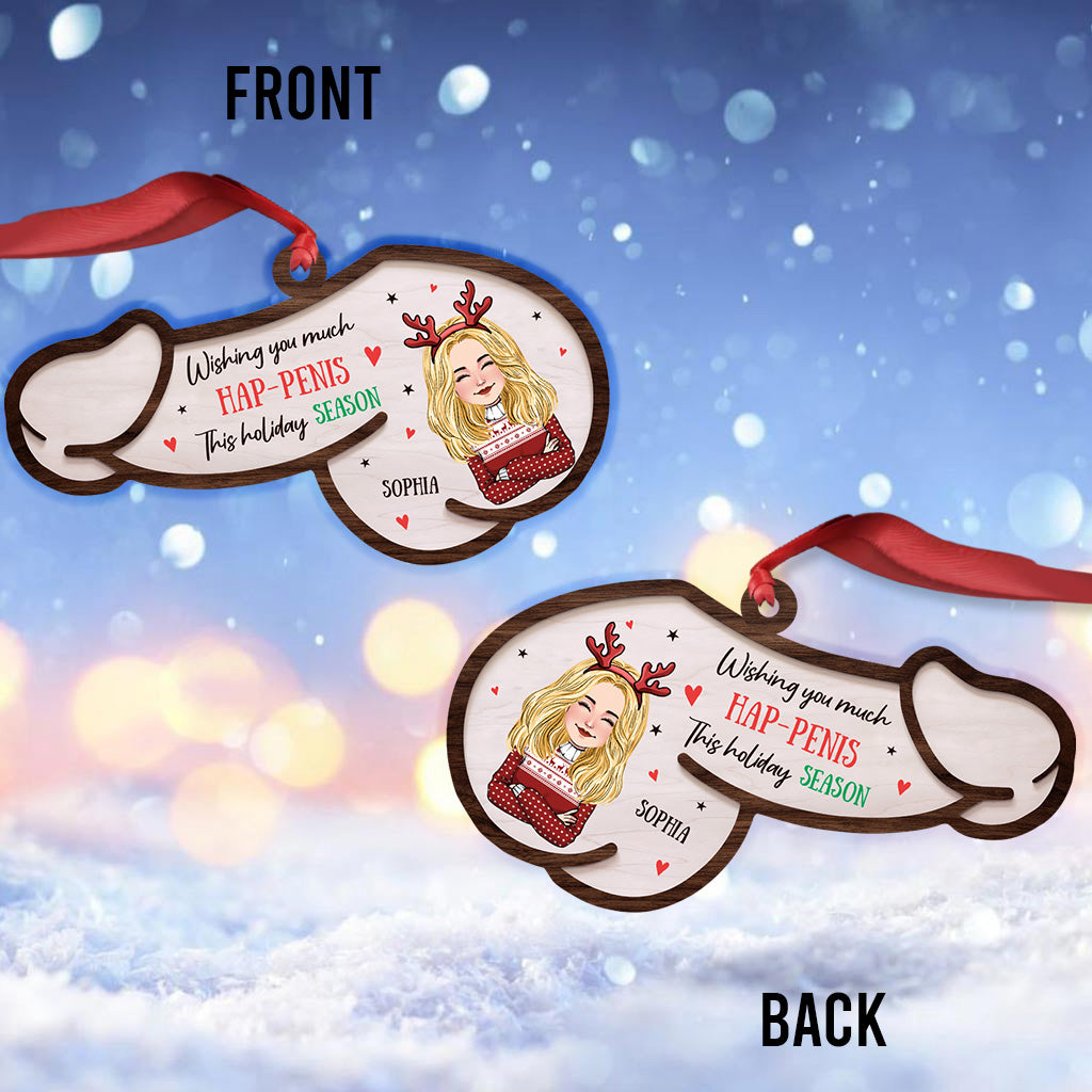 Wishing You Much Hap-penis - Personalized Couple Ornament
