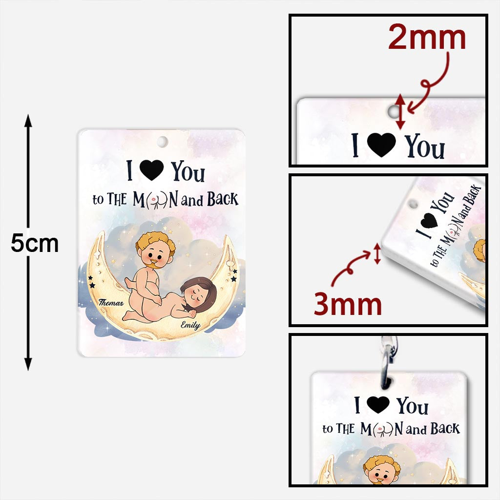 Love You To The Moon And Back - Personalized Couple Keychain