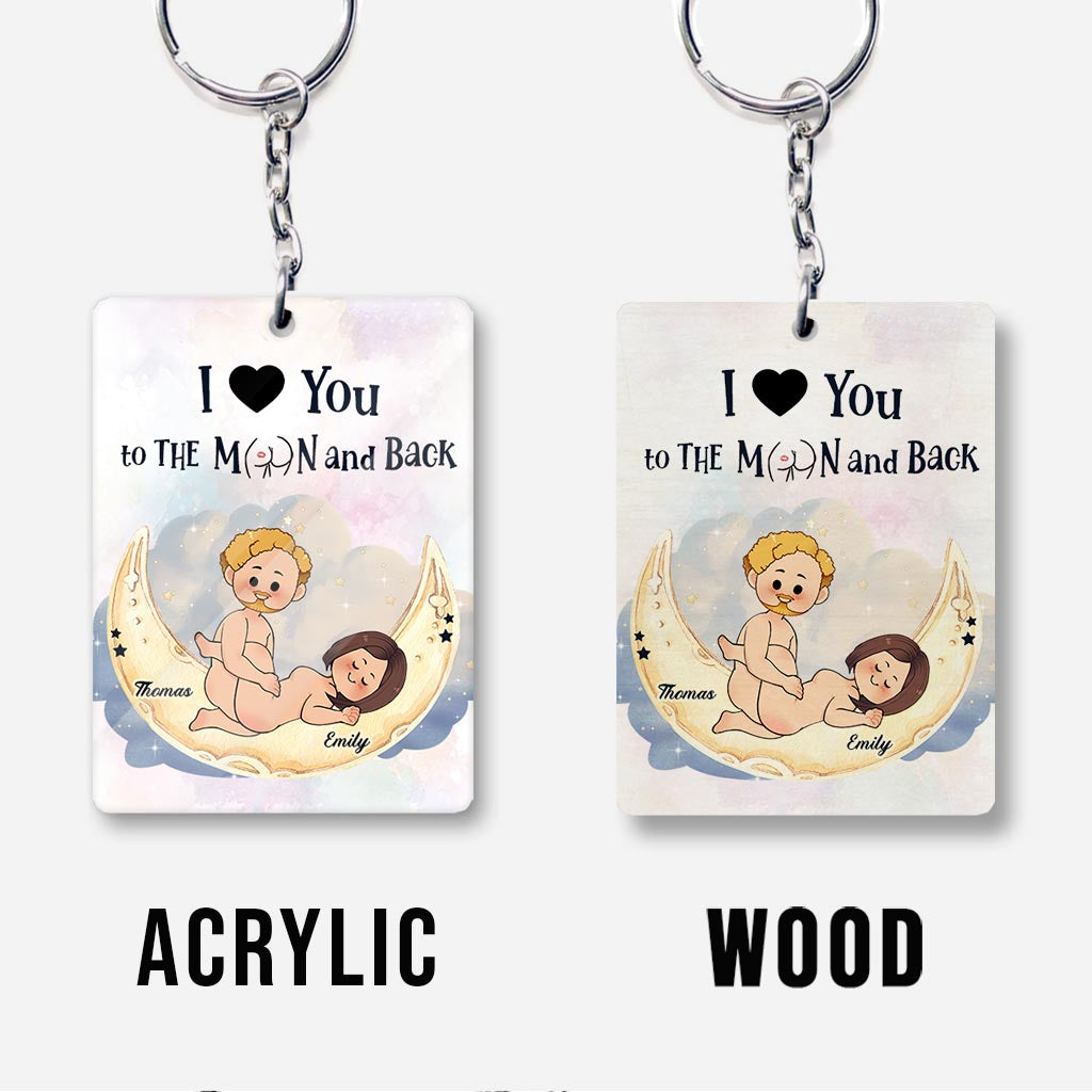 Love You To The Moon And Back - Personalized Couple Keychain