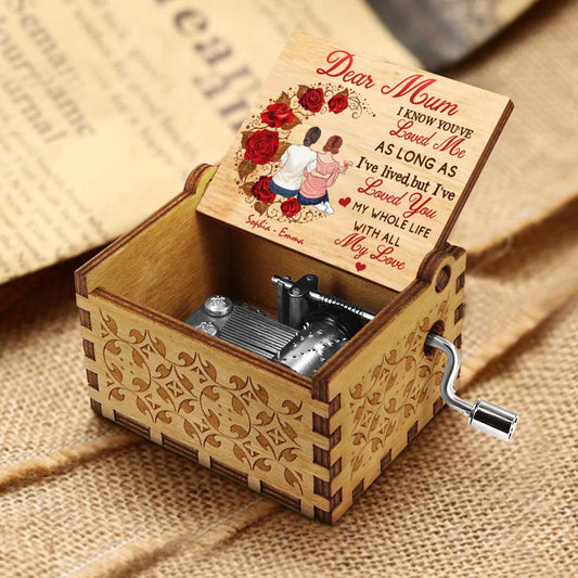 Mom I've Loved You - Gift for mom, grandma, husband, wife, aunt, sister, brother - Personalized Hand Crank Music Box