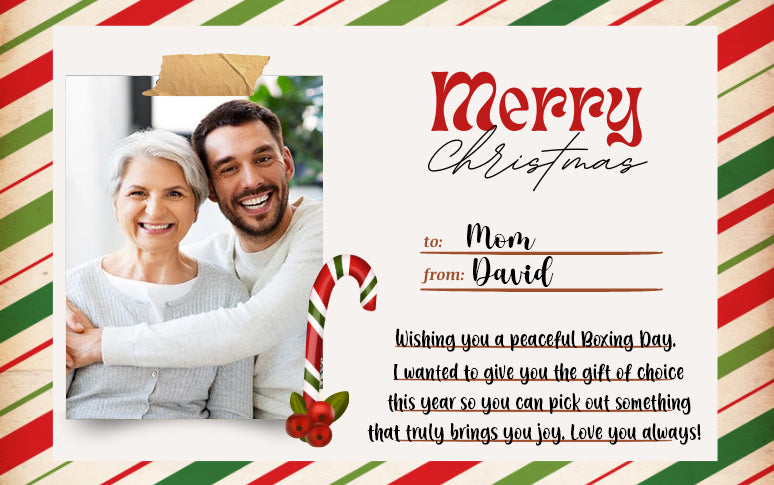 Carte cadeau numérique personnalisée Joyeux Noël 2025