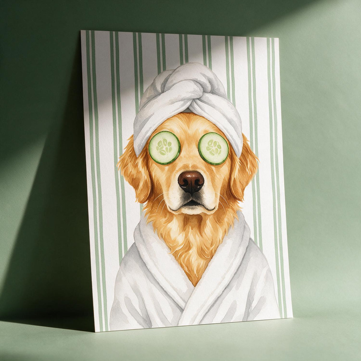 Custom Photo Golden Retriever Spa Bathroom Poster - Funny Pet Lover Bathroom Decor