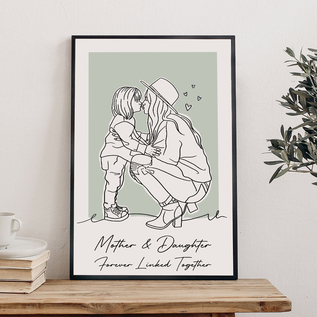 Custom Lineart Portrait - Personalized Mother Canvas And Poster