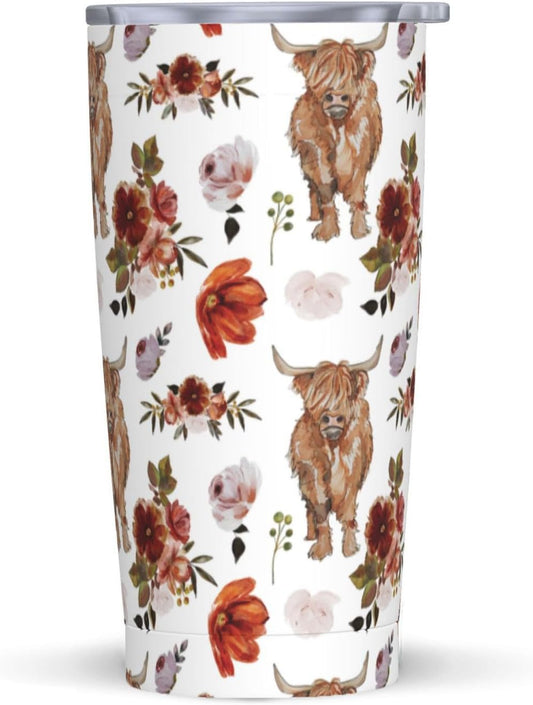 Gobelet à motif floral de vache des Highlands 0624