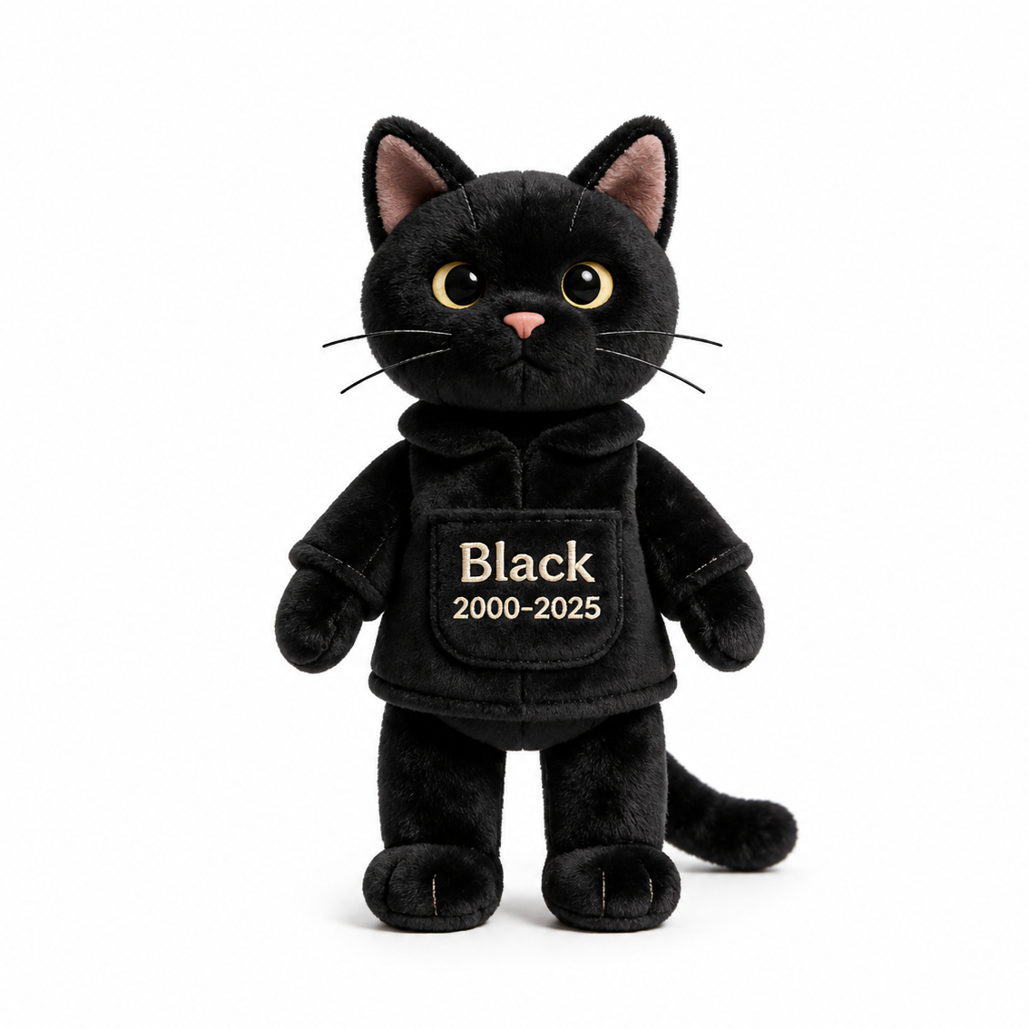 Personalisierte Katzen-Gedenk-Pillow in Schwarz - Trauergeschenk für Katzenliebhaber