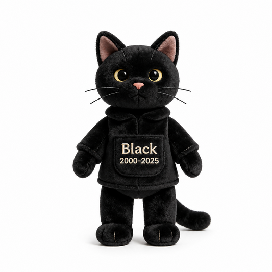 Personalisierte Katzen-Gedenk-Pillow in Schwarz - Trauergeschenk für Katzenliebhaber