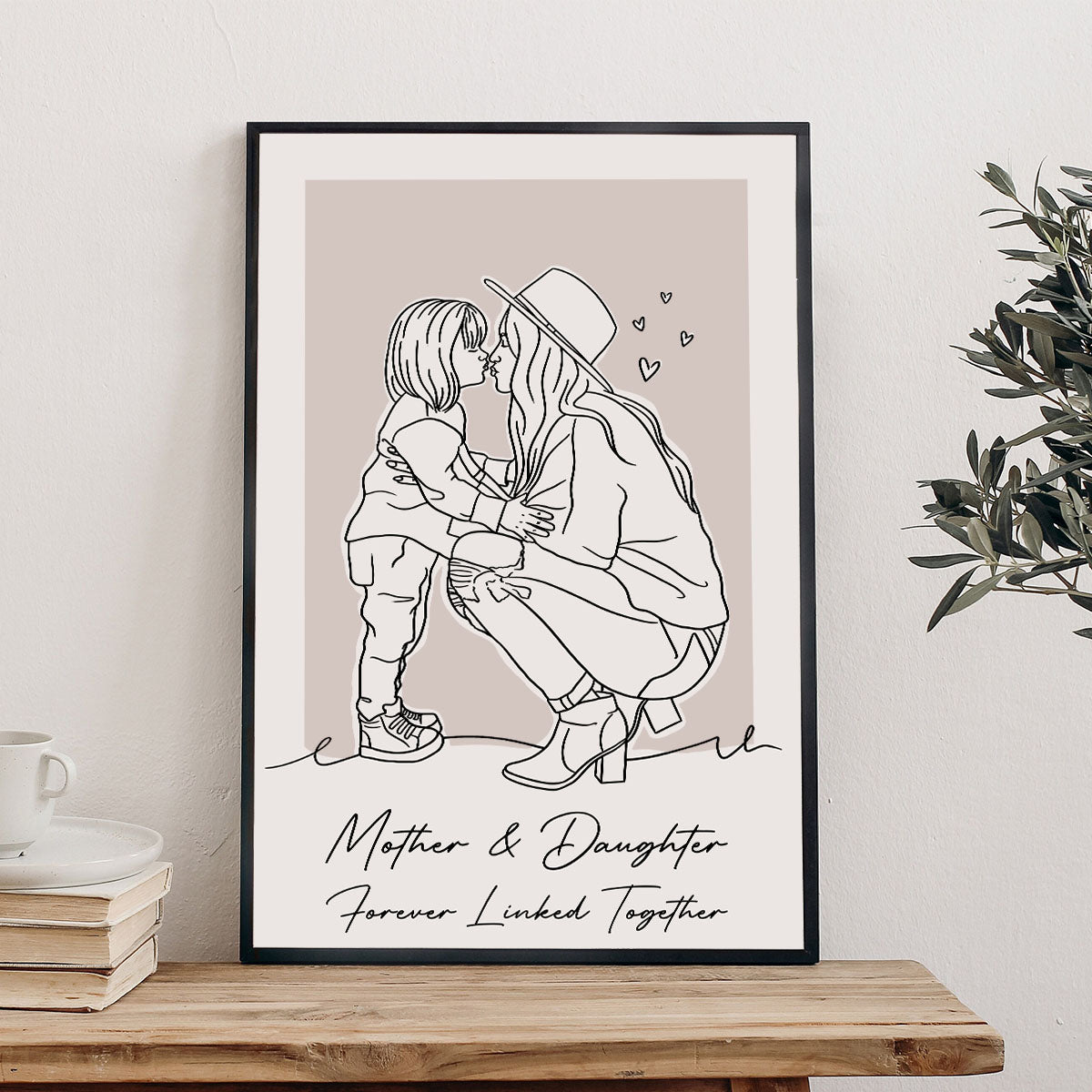 Custom Lineart Portrait - Personalized Mother Canvas And Poster