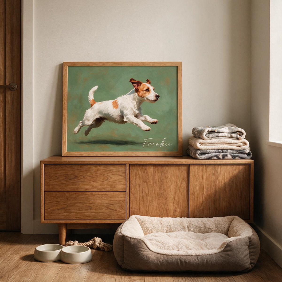 Personalisierter Zoomies Hundeposter - Individuelles Lauf-Porträt Wandkunst Geschenk für Hundeliebhaber