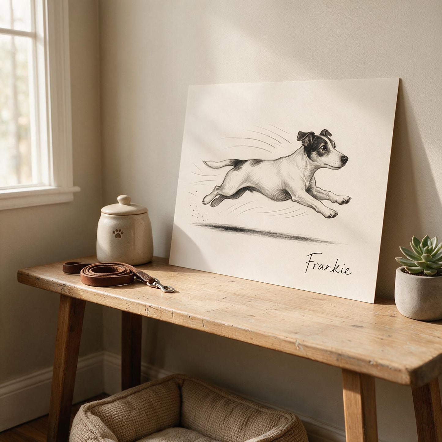 Personalized Zoomies Dog Vintage Sketch Poster - Custom Pet Name Wall Art Gift For Dog Lovers