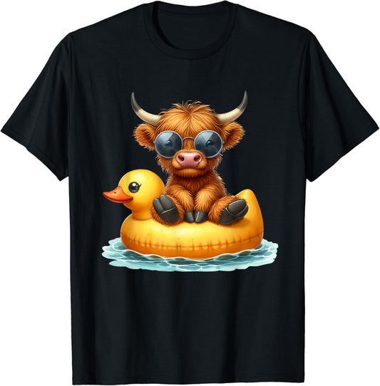 Bouée canard Highland mignonne - Ambiance estivale - T-shirt et sweat à capuche vache Highland 0624