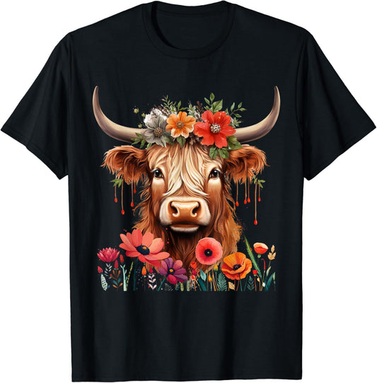 Hochlandrind mit Blumen Hochlandrind T-Shirt & Hoodie 0624