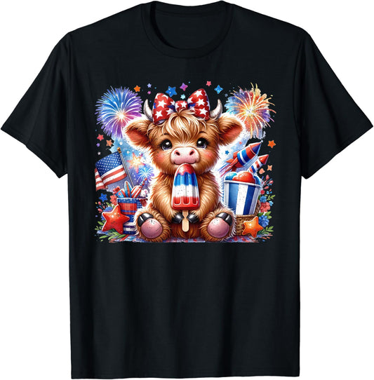 4th Of July Highland Cow Popsicle Firework USA Highland Cow T-shirt & Hoodie 0624