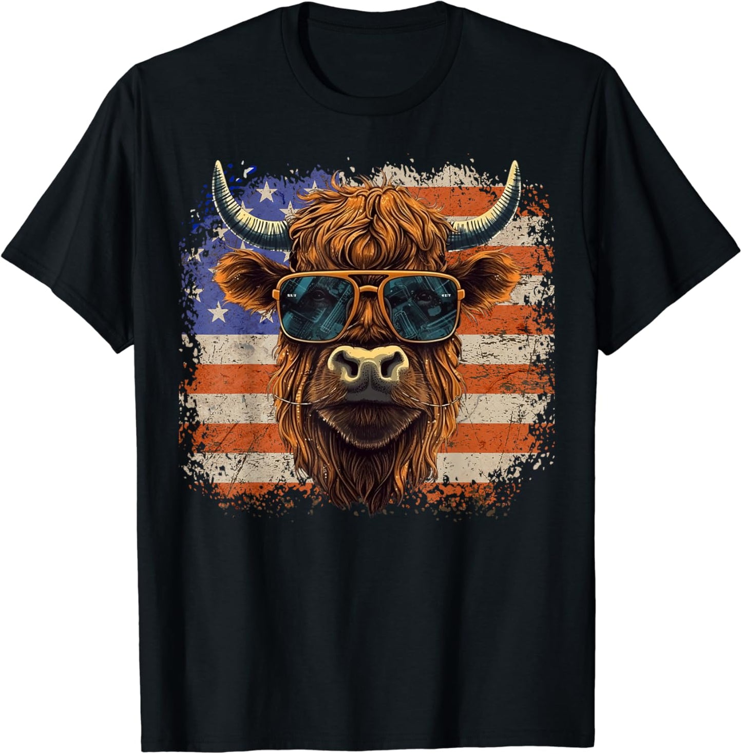 T-shirt et sweat à capuche Highland Cow - Fête nationale américaine (4 juillet) 0624