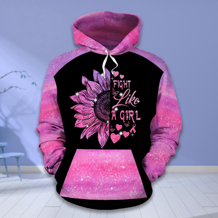 Kämpfe wie ein Mädchen – T-Shirt und Hoodie zur Sensibilisierung für Brustkrebs 0822