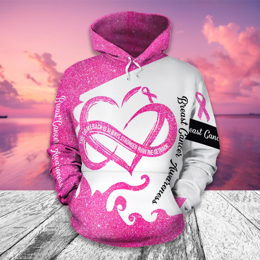 Das Comeback ist immer stärker – T-Shirt und Hoodie zur Sensibilisierung für Brustkrebs 0822