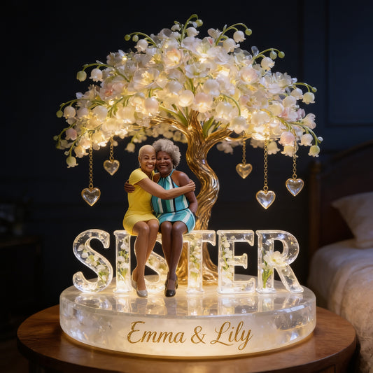Custom Old Black Sister Night Light LED Tree Lamp, Personalized Senior Black Sisters Keepsake, Birthday Gift Decor